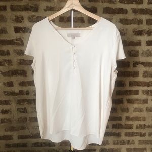 Soft White Loft blouse with button detail